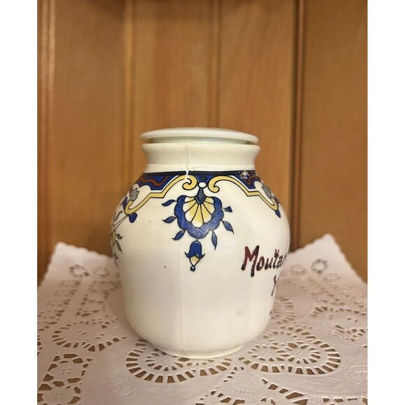 Vintage French Moutarde Bocquet Yvetot Mustard Pot Lid Handpainted Kitchen Decor - Picture 9 of 9